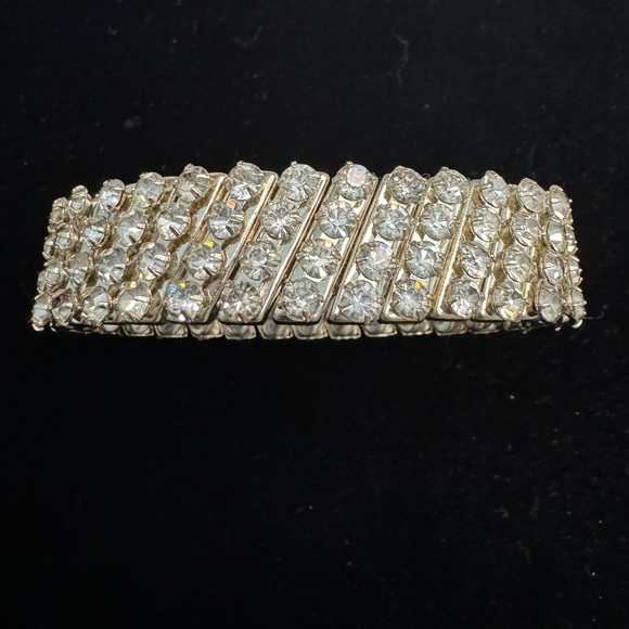 Jewelry - Vintage Rhinestone Accordion Style Cuff Bracelet
